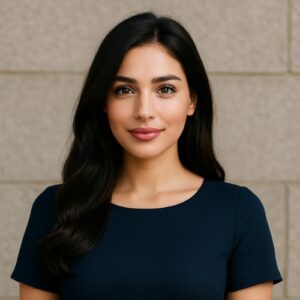Portrait of a woman with dark hair.